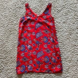 Red Dress with Blue Flowers